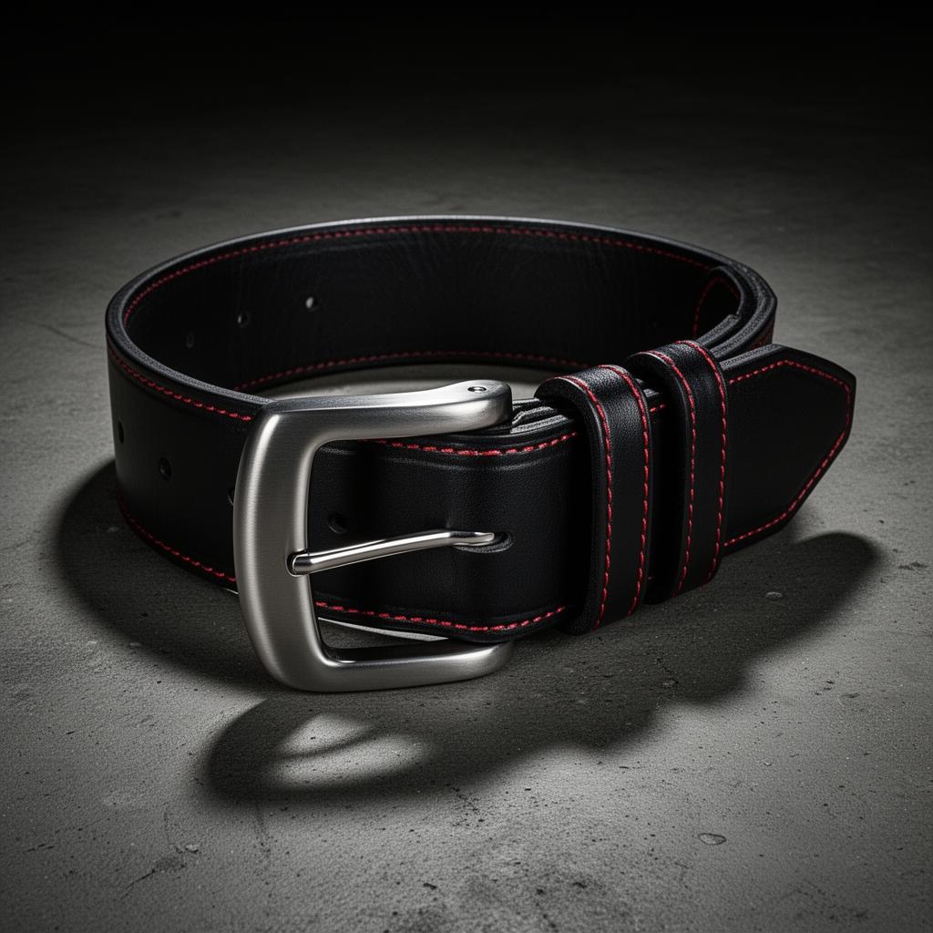 Ceinture de Powerlifting QOWA 13 mm — Cuir Noir et Rouge, Boucle à Levier
